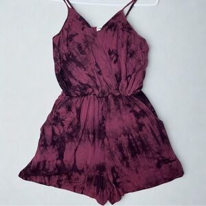 Tie-Dye Burgundy Romper